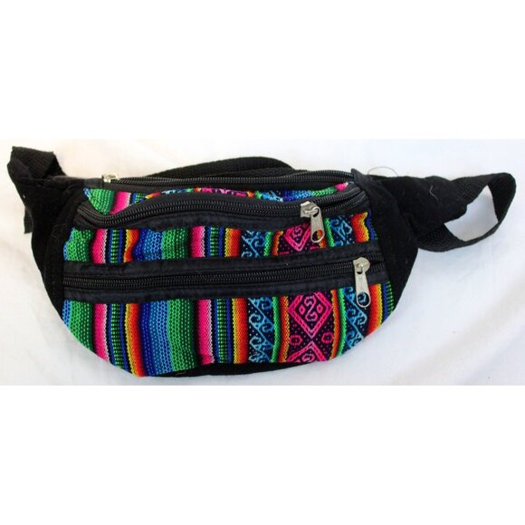Peruvian Lined Waist Bag Bum Moon Fanny Hip Pack Native Textile Cross Body Unise - Picture 1 of 6
